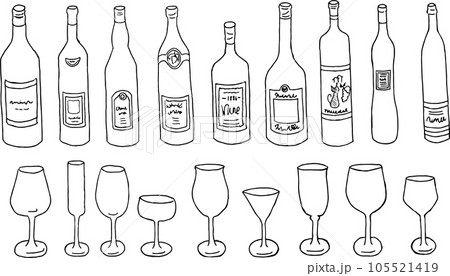 手書き　ワイン・ワイングラス 105521419