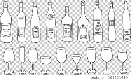 手寫的酒和酒杯 105521419