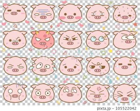 Cute pig emoticon set 5 105522042