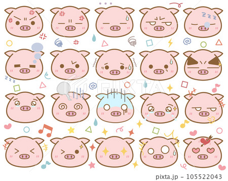 可愛いぶたの顔文字セット1 105522043