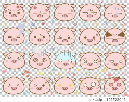 可愛いぶたの顔文字セット1 105522043