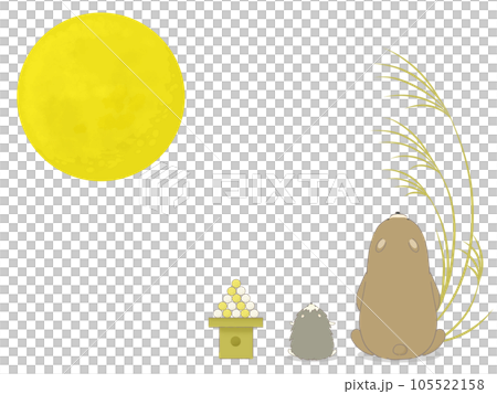 お月見をするクマとハリネズミのフレーム 105522158