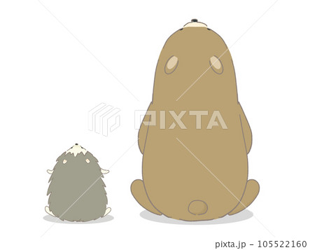 お月見をするクマとハリネズミのイラスト 105522160
