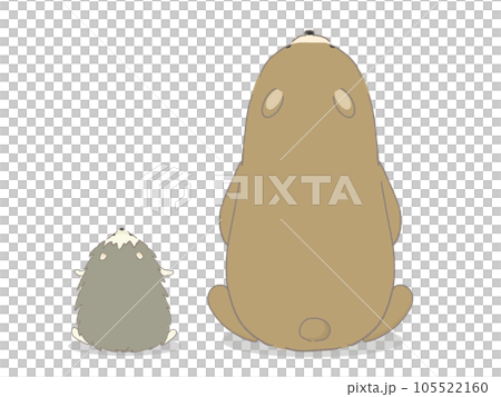 お月見をするクマとハリネズミのイラスト 105522160