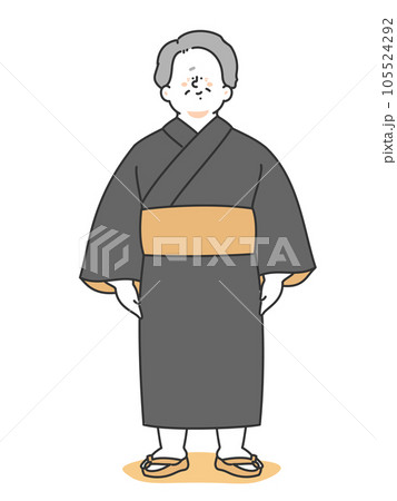 浴衣姿の年配男性　イラスト 105524292