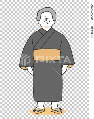 浴衣姿の年配男性　イラスト 105524292