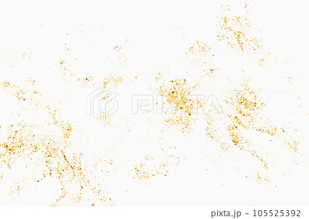 Golden sequins sparkle, gold dust on a white background. Golden sequins sparkle, gold dust on a white background. 105525392