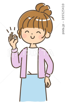 笑顔でオッケーサインを出す若い女性 上半身 背景なし 笑顔でオッケーサインを出す若い女性 上半身 背景なし 105525410