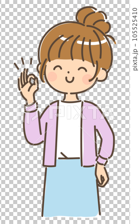 笑顔でオッケーサインを出す若い女性 上半身 背景なし 笑顔でオッケーサインを出す若い女性 上半身 背景なし 105525410