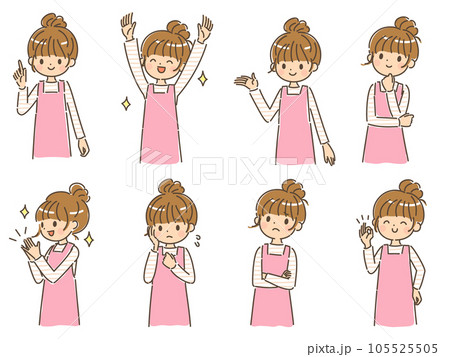 若い女性のジェスチャーセット　上半身　背景なし 105525505