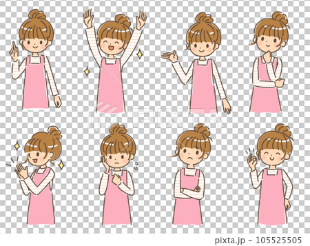 若い女性のジェスチャーセット　上半身　背景なし 105525505