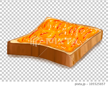 Toast, white bread, plenty of jam, marmalade, marmalade bread, breakfast, freshly baked, 6 slices, shaded 105525857