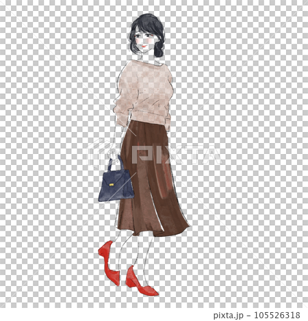 Fashionable autumn and winter fashion illustration watercolor painting woman 1 Fashionable autumn and winter fashion illustration watercolor painting woman 1 105526318