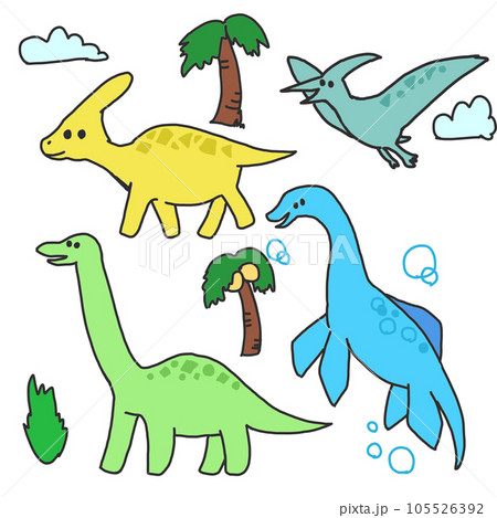 かわいい恐竜のイラストセット 105526392