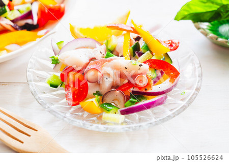 カラフルなタコのマリネ 105526624