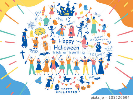 ハロウィンを楽しむ人達 ハロウィンを楽しむ人達 105526694