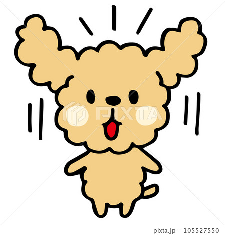 ゆるい手描きのトイプードル　驚くポーズ 105527550