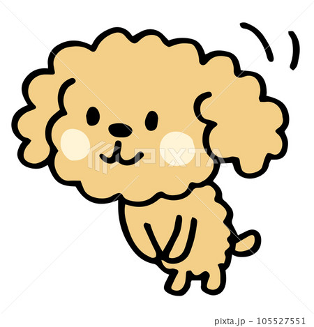 ゆるい手描きのトイプードル　お辞儀挨拶ポーズ 105527551