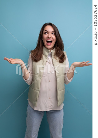 emotional doubting brunette young lady in casual clothes 105527624