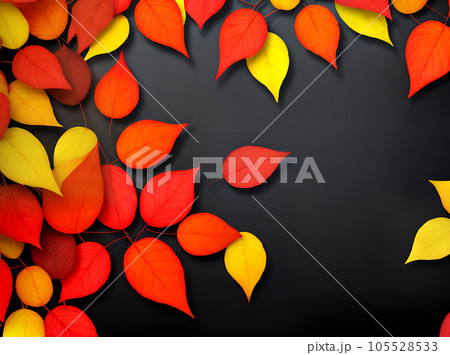 Autumn floral background red yellow leaves. 105528533