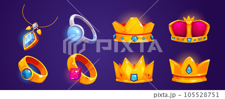 Game jewelry cartoon icon set. Game jewelry cartoon icon set. 105528751