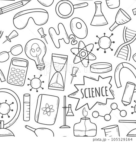 Ink hand drawn science seamless pattern 105529164