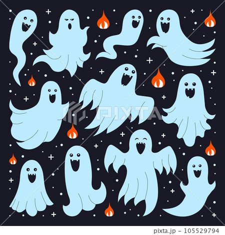 Spooks and Ghosts Collection i Cartoon Style 105529794