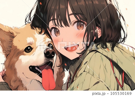 犬を飼う女の子,Generative AI AI画像 105530169
