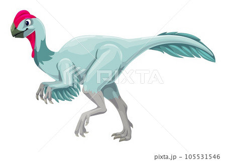 Elmisaurus dinosaur cartoon character. Prehistoric lizard, extinct reptile or Jurassic era animal, Elmisaurus comical vector personage. Paleontology dinosaur happy character or cheerful mascot 105531546