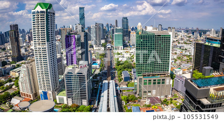 Aerial view of Sathorn and Saphan Taksin districts in Bangkok, Thailand Aerial view of Sathorn and Saphan Taksin districts in Bangkok, Thailand 105531549