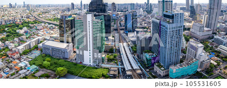 Aerial view of Sathorn and Saphan Taksin districts in Bangkok, Thailand Aerial view of Sathorn and Saphan Taksin districts in Bangkok, Thailand 105531605
