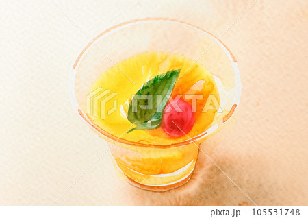 マンゴープリンのイラスト　デザート・スイーツ　Generative AI 105531748