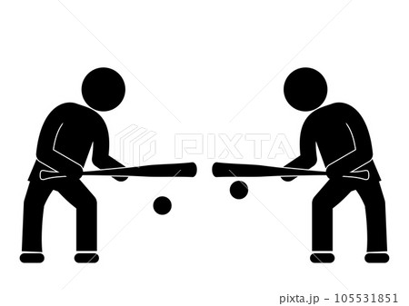 野球のバントをするピクトグラム。バントは堅実な戦略です。置きに行くイメージ。 野球のバントをするピクトグラム。バントは堅実な戦略です。置きに行くイメージ。 105531851