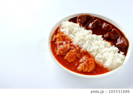 欧風ビーフカレーとバターチキンカレーのあいがけカレー 欧風ビーフカレーとバターチキンカレーのあいがけカレー 105531886