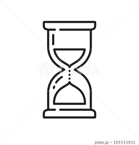 Hourglass isolated sand clock, countdown timer outline icon. Vector vintage retro clock, watch measuring time. Time-management, measuring device Hourglass isolated sand clock, countdown timer outline icon. Vector vintage retro clock, watch measuring time. Time-management, measuring device 105531932