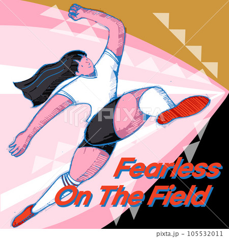 Empowering Vector Illustration Women World Cup. Fearless on the field	 105532011