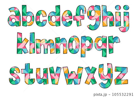 Handcrafted Multicolor Geometric Letters. Color Creative Art Typographic Design 105532291