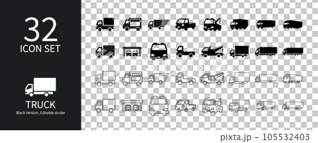 トラックや運送業に関連したアイコンセット トラックや運送業に関連したアイコンセット 105532403