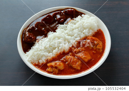 欧風ビーフカレーとバターチキンカレーのあいがけカレー 欧風ビーフカレーとバターチキンカレーのあいがけカレー 105532404