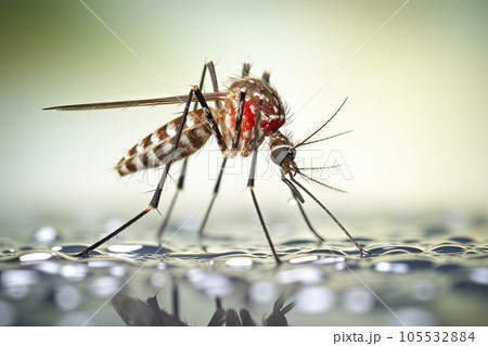 Mosquito on wet surface. Mosquito on wet surface. 105532884