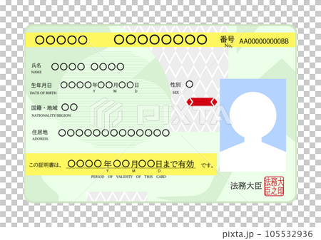 永住権を証明する特別永住者証明書のイラスト 105532936
