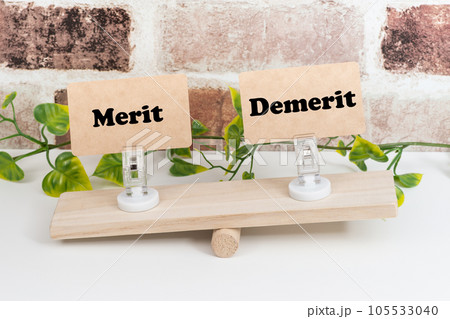 シーソーの上のmeritとdemerit(meritが重い) シーソーの上のmeritとdemerit(meritが重い) 105533040