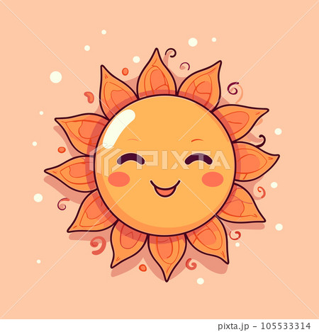 Sun hand-drawn comic illustration. Sun. Vector doodle style cartoon illustration 105533314