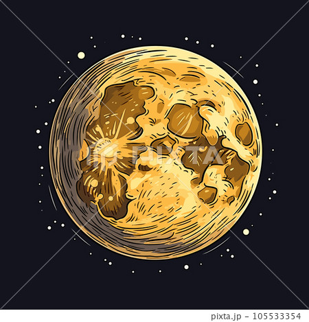 Moon hand-drawn comic illustration. Moon. Vector doodle style cartoon illustration 105533354