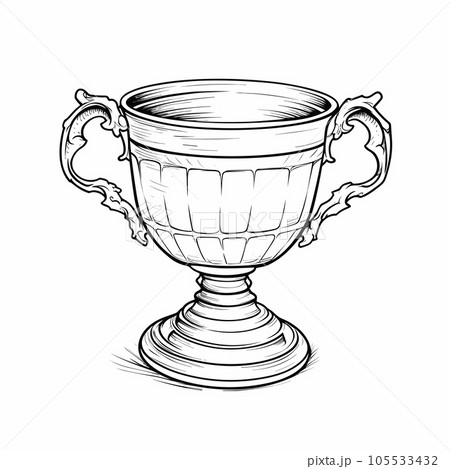 Winner cup hand-drawn comic illustration. Winner cup. Vector doodle style cartoon illustration 105533432