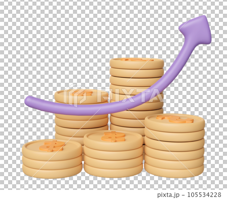 3d charts, graph with arrow, coins pile isolated. analysis business financial data, business strategy, growth concept, 3d render illustration 3d charts, graph with arrow, coins pile isolated. analysis business financial data, business strategy, growth concept, 3d render illustration 105534228