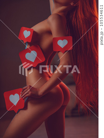 Woman body with like stickers 105534611