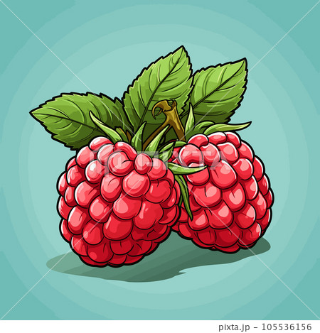 Raspberry. Raspberry hand-drawn comic illustration. Vector doodle style cartoon illustration 105536156