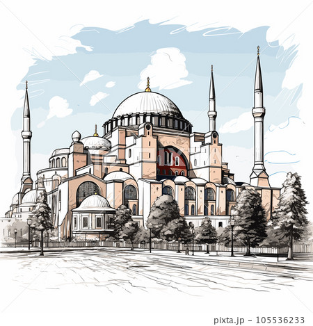 Hagia Sophia hand-drawn comic illustration. Hagia Sophia. Vector doodle style cartoon illustration Hagia Sophia hand-drawn comic illustration. Hagia Sophia. Vector doodle style cartoon illustration 105536233