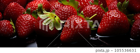 Fresh strawberries banner. Strawberry background. Close-up food photography Fresh strawberries banner. Strawberry background. Close-up food photography 105536631